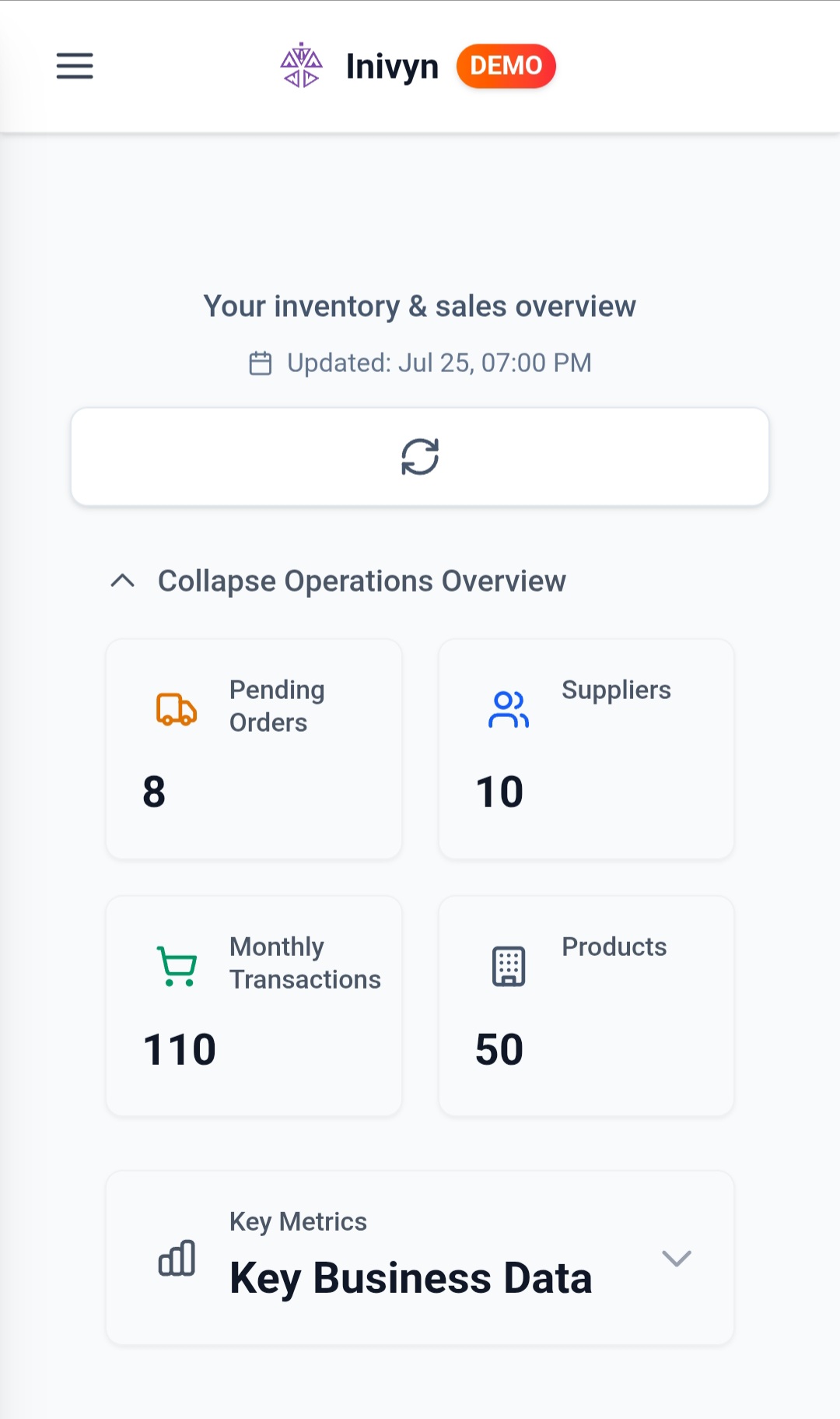 Inivyn Demo - Inventory Management Interface